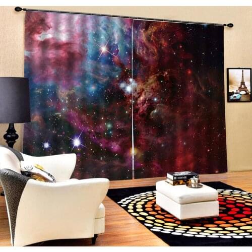 Star curains Customized size Luxury Blackout 3D Window Curtains For Living Room purple curtain