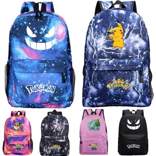 Anime Pokemon Pikachu Gengar Backpack Child Adult School Bags Beautiful New Pattern Teens Student Fashion Rucksack Shipping Free