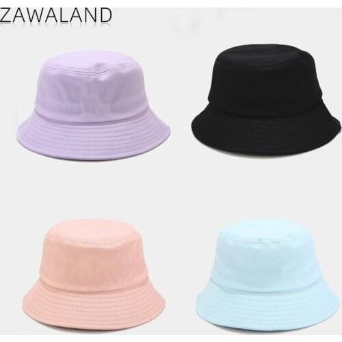 Zawaland Macaron Multicolor Fisherman Hat Women Japanese Style Summer Couple Outdoor Casual Bucket Hat Solid Color Wide Brim Cap