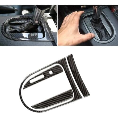 Real Carbon Fiber Center Console Gears Shift Frame Cover Trim Stickers for Ford Mustang 2015 - 2019 Accessories (4 Pcs black )