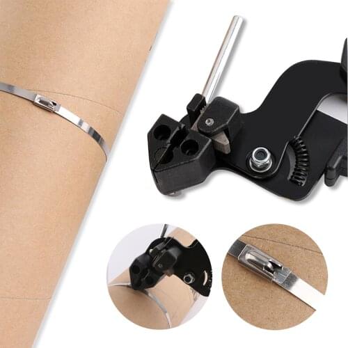 KKmoon Stainless Steel Cable Tie Fasten Tool with Tension Metal Zip Tie Cutter with Comfortable Non-Slip Handle Steel Ties