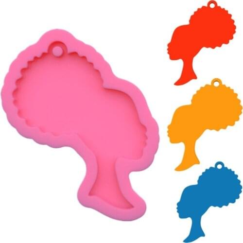 Super Glossy Women Head Epoxy Resin Mold Keychain Casting Silicone Mould DIY Crafts Jewelry Pendant Making Tools