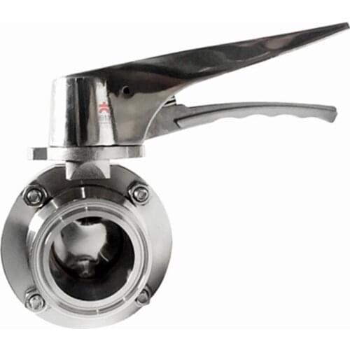 57/63/76/89/102/108mm Pipe OD x 2.5" 3" 3.5" 4" Tri Clamp Sanitary Butterfly Squeeze Trigger Flow Control Valve SUS 304 Stainles