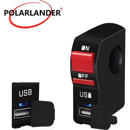 USB Charging Switch DC12V 5V2AUSB Plastic Blue Light Motorcycle LED lamp
