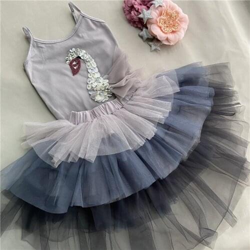 Kids Swan High low tutu skirt and vest 2pcs clothes spring girls elegant sequin tutu summer outfit clothing