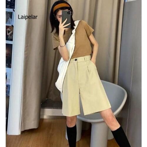 Women Shorts Plus Size 2021 Wide Leg High Waist Shorts Pleated Female Casual Loose Suit Shorts Large Size Clothes