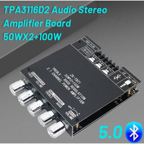 ZK-TB21 TPA3116D2 Bluetooth 5.0 Subwoofer Amplifier Board 50WX2+100W 2.1 Channel Power Audio Stereo Amplifier Board Bass AMP