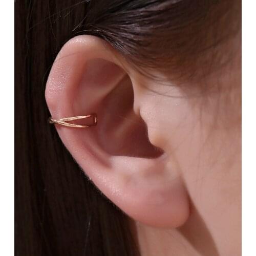 Yobest 1PCS Clip On Wrap Earring Tragus Stainless Steel 2 Rings Ear Cuff Clip Earring Fake Piercing Jewelry Pendientes Mujer