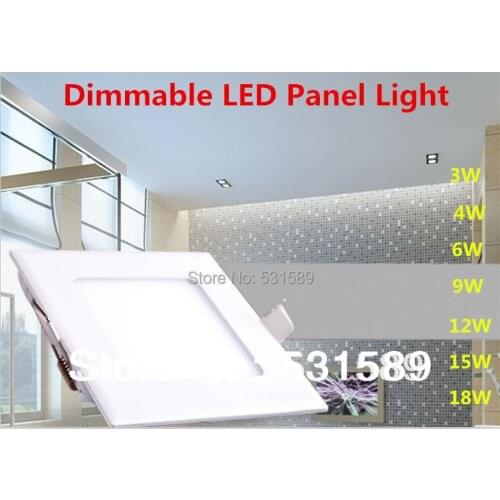 10PCS 3W 4W 6W 9W 12W 15W 18W AC85-265V Brightness Adjust Dimmable Ceiling LED Panel Light With Power Adapter