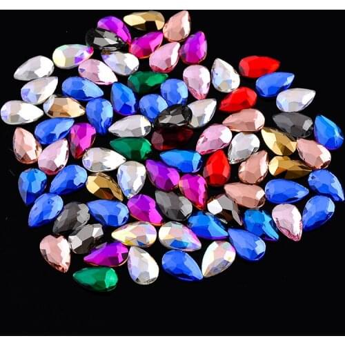 20p 5.5x8 teardrop flatback glass stone Non-hotfix crystal Rhinestones charms jewels scrapbooks Gems DIY 3D Nail Art Decorations