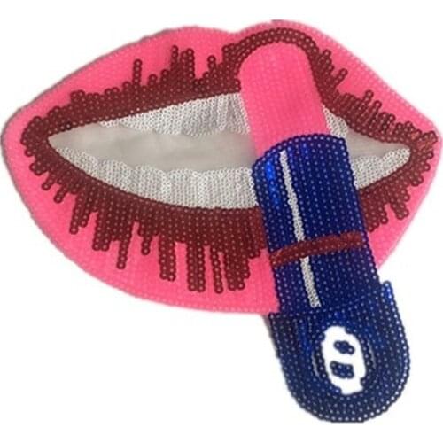 30pcs/Lot Embroidery Patches Letters Clothing Decoration Accessories Sequins Mouth Lipstick Diy Iron Heat Transfer Applique