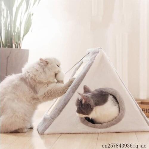 4pcs Cat Sleeping Bed Kitten House Multi-functional Funny Cat House Scratcher Toy With Ball Toy