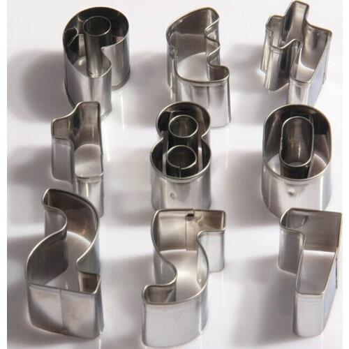 9pcs Number Shape Cookie Cutters Set Stainless Steel Baking Mold Fondant Cutter Cake Decorating Tools