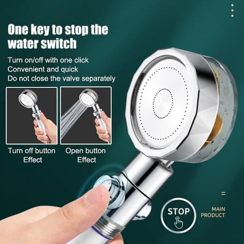 ABS 360 Degree Bathroom Rotating High Pressure Handheld Shower Head Water Pressure Flow Saving Function Spray Nozzle with Filter