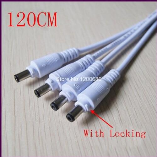 Male head extended 120CM White DC Power Adapter CCTV DVR Camera Lead Plug Pigtail Cable