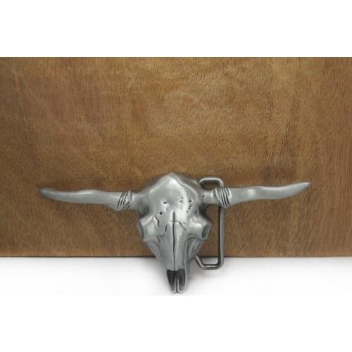 BuckleClub western bull head belt buckle jeans gift belt buckle FP-03096 pewter finish 4cm width loop drop shipping