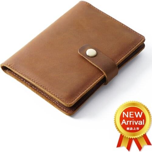 Moterm Genuine Crazy Horse Leather Passport Cover Hasp Style Solid Credit ID Card Case Holder Business Unisex Travel Wallet