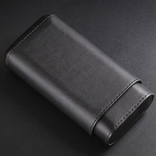 Black PU Leather Cigar Holder Protective Humidor Case Holding 3 Cigars Gift
