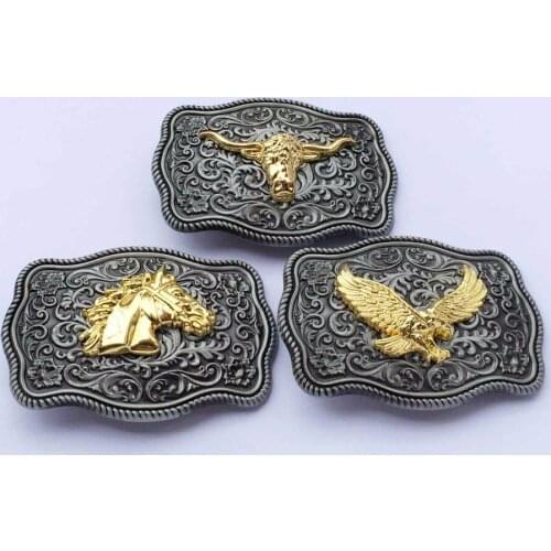 Floral Flower Bull&Eagle Head Western Buckle Brand new condition suitable for 4cm wideth belt with continous stock