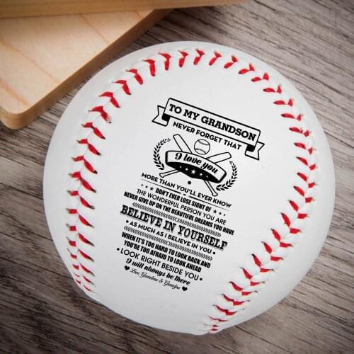 Grandpa And Grandma Grandson Print Id Of The Standard Baseball Ball As A Birthday Present Graduation Christmas Gift