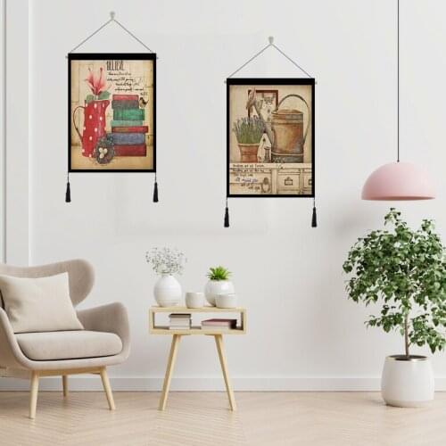 Polyester hemp Pastel Decorative Letters Warm Words tapestry wall decoration Tassel Wall Hanging Tapestry For Home Living Room