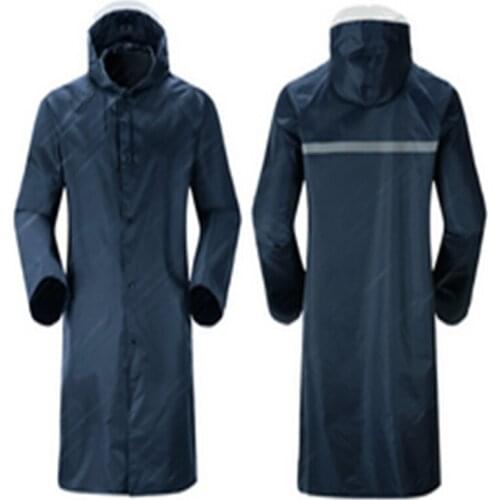 Long raincoat conjoined adult standing guard outdoor hiking waterproof zipper windbreaker