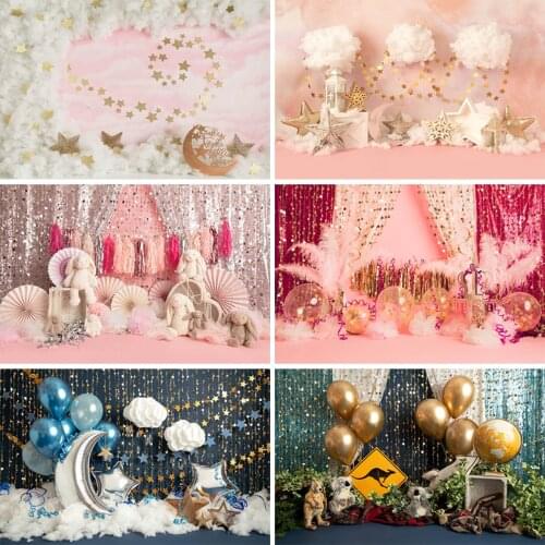 Newborn 1st Birthday Backdrop Balloon Boy Girl Cake Smash Photography Background Decorative Props For Photo Studio Baby Shower