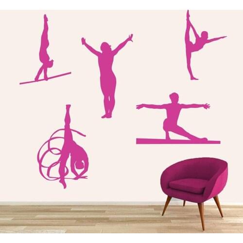 Gymnastics Wall Decal Set Sports Dance Gymnast Kids Teen Room Classroom Studio Removeable Wall Art Vinyl Wall Sticker C505