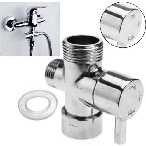 Chrome Plated Brass Diverter Valve T-Adapter Connector Shower Faucet Diverter 3 Way Shower Arm Diverter 2 Functions Faucet Valve