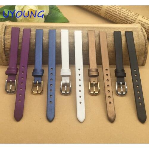 Quality Spun Silk + Genuine Leather Watchband 6mm 8mm 10mm For the Womens Wrist Watch