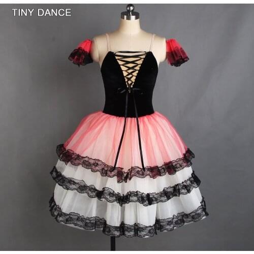 Red Spanish Dress for Adult Girls Long Romantic Ballet Dance Tutus Puffy Tutu Costumes Ballerina Dresses Performance Wear 21014