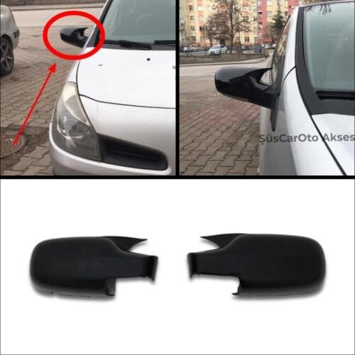 2 Pieces High Quality ABS Plastic Bat Style Mirror Covers Caps RearView Mirror Case Cover Piano Black For Renault Clio 3