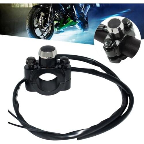 Mayitr 1pc 7/8" Aluminum Motorcycle Horn Switch Momentary Action Button Electric Power Start Switch With Wire Harness Parts