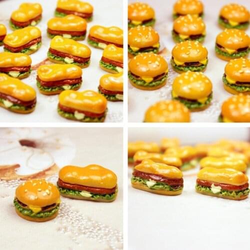 10Pcs Mini Simulation Food Hamburger Pretend Play For Doll Kitchen Toys For Children Dollhouse Miniatures Charms DIY Decoration