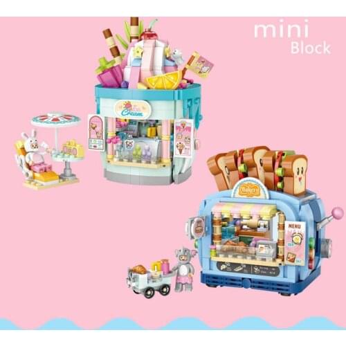 Disneyland mini block Disney world park Fruits icecream shop bakery building brick toy restaurant nanobrick for kids gifts