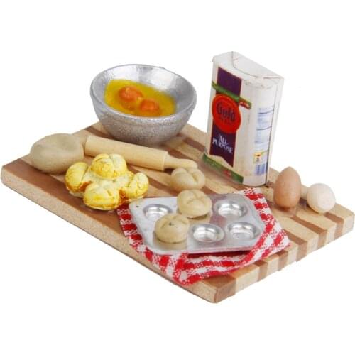 Mini Bakery Eggs Milk Bread Models For 1/12 Dollhouse Dining Room Accessories