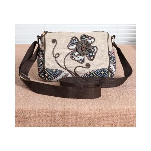 Fashion National String appliques women shopping handbags!Nice floral embossing lady shoulder&Crossbody bags New Canvas carrier