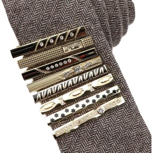 Mens Gold Black Jewel Metal Tie Clip Laser Engraving Classic Fashion Bright Chrome Stainless Alloy Steel Necktie Clips pin Gift