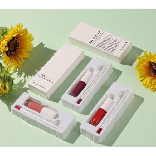 20 Colors Matte Lip Kit Private Label Liquid Lipstick&Lip Liner Wholesale Makeup Lipgloss Kit Non-stick Lip Gloss Lip Lliner Set