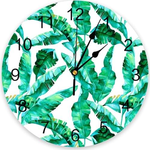 Banana Tropical Plant Leaves 3D Wall Clock Modern Design Living Room Decoration Kitchen Clock Art Wall Watch Home Decor