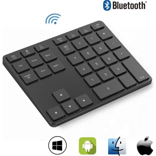 New Aluminum Alloy Commercial Use Bluetooth Wireless 35 Keycaps Digital Keyboard For Windows IOS Mac OS Android Tablet Laptop PC