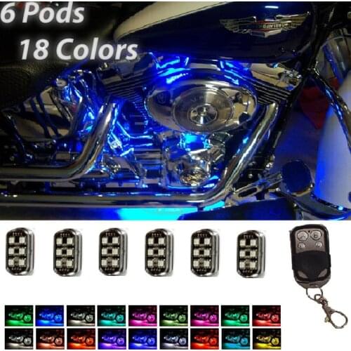 New 36LED Motorcycle Pod Light Ground Effect Kit Remote Control For Harley