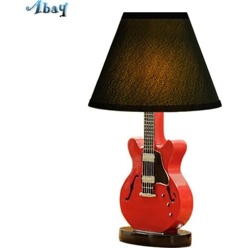 Resin Electric Guitar Shape Table Lamps for Children Bedroom Living Room Study Reading Lamp Home Decor Bedside Table Lights E27