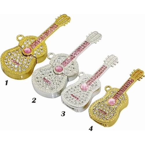 Crystal Violin Pendrive 4GB 8GB 16G Usb Flash Drive Disk Usb Flash Memory Stick Storage Lovely Diamond Guitar Necklace Pen Drive