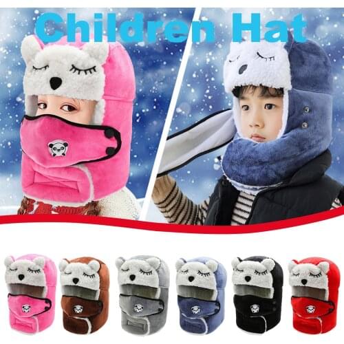 Hats Mask Winter Childrens Cute Lei Feng Cap Windproof Warm Ear Face Protection With Breathing Stoma Keep Warm And Velvet Cap
