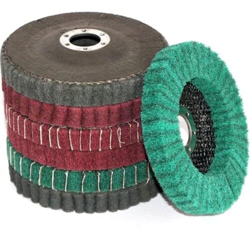 Hiqalty 5inch 125X22mm Nylon Fiber Flap Polishing Wheel Non-woven Grinding Metal Disc Abrasive Disks for Power-operated Grinders