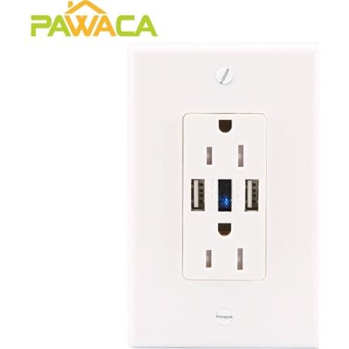 US Standard USB Wall Outlet UL Listed High Speed Dual USB Charger and Duplex Receptacle,20A Tamper Resistant Outlet Wall Plate