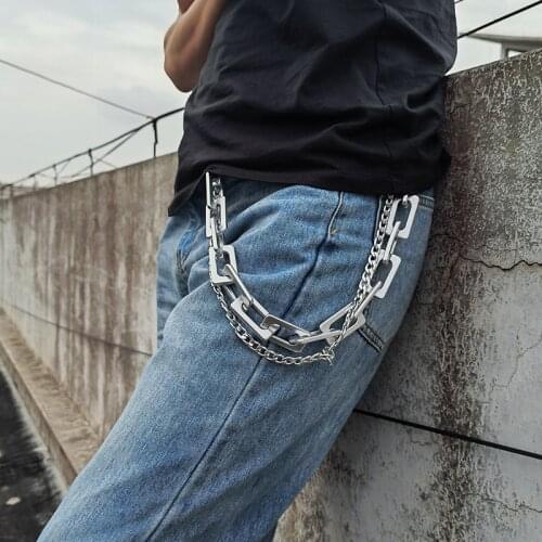 Punk Rock Jeans Waist Chain Men Women Pants Silver Color Key Chain Unisex Hip-hop Keychain Jewelry Gift Body Leg Accessories