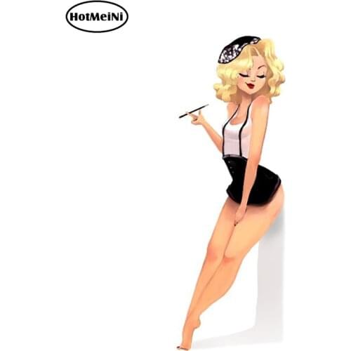 HotMeiNi 13cm X 4.4cm Old School Pin up Girl Vinyl Decal DIY Waterproof Sexy Car Stickers JDM motorcycle Accessories