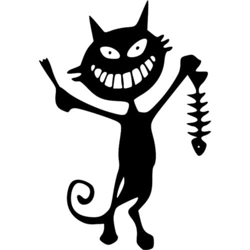 Funny Fish Skeleton Cat Car-Sticker Automobiles Motorcycles Window Bumper Laptop Vinyl Decal PVC Decorative Goods Apply To Car